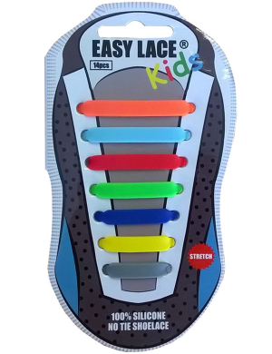 Easy Lace® Kids Flat Silicone Shoelaces 14pc - Rainbow Boy
